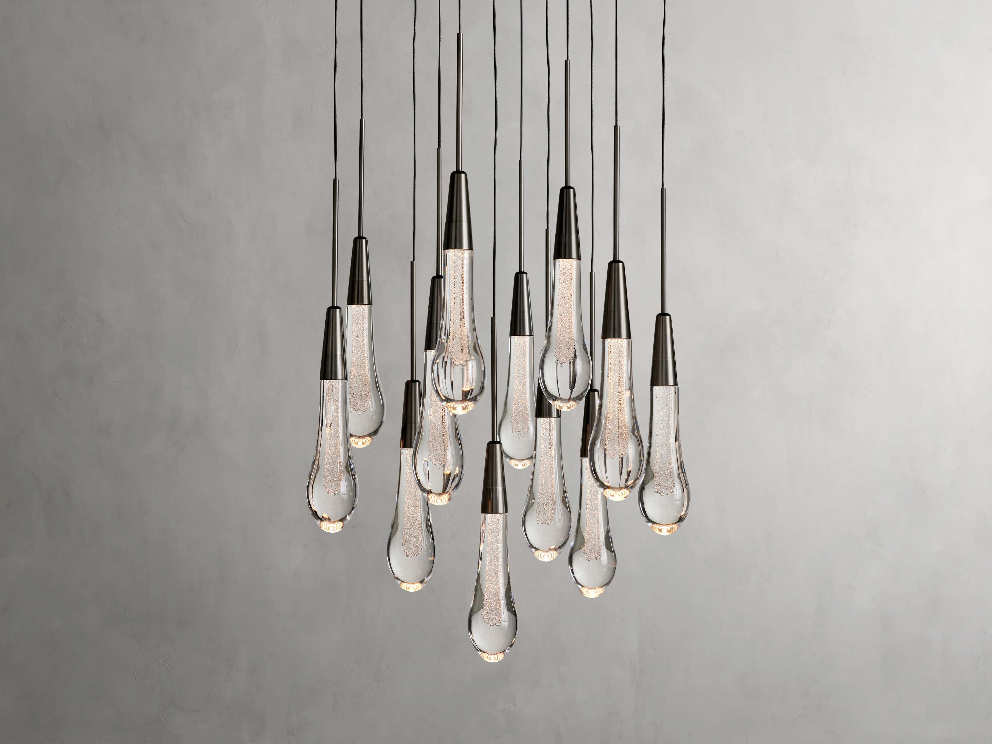 Black Glass Round chandelier - Eden Court for dining room view 3