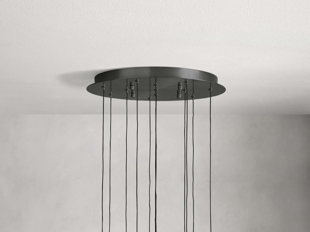 Black Glass Round chandelier - Eden Court for dining room view 47
