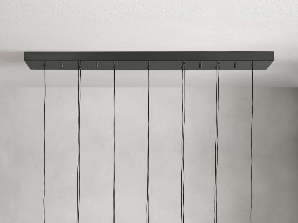 Black Glass Linear chandelier - Lumen Court for dining room view 42
