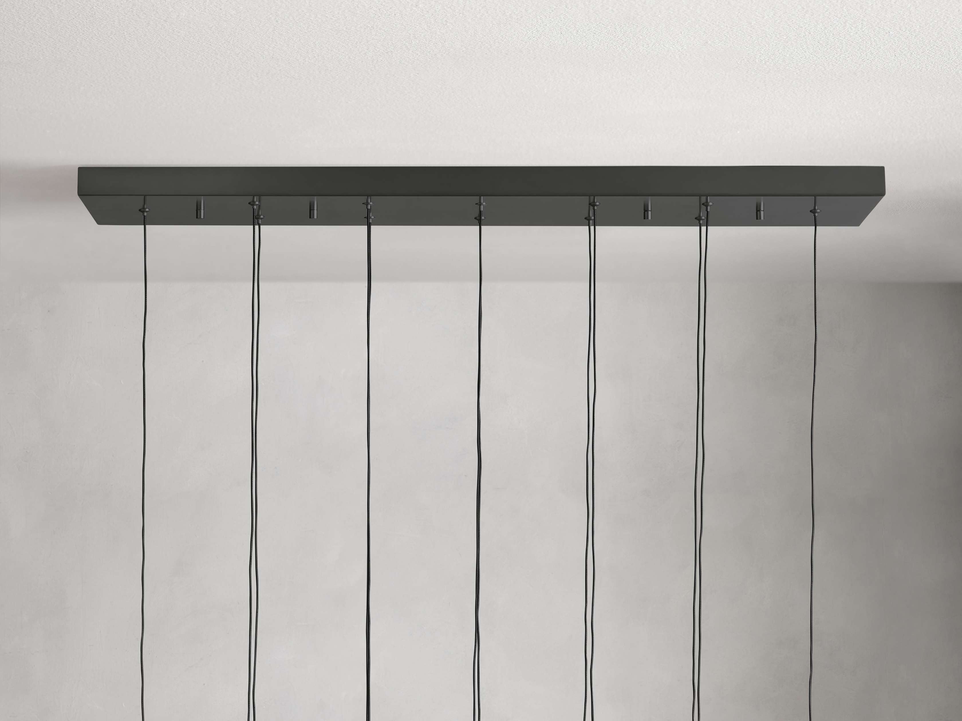 Black Glass Linear chandelier - Lumen Court for dining room view 42