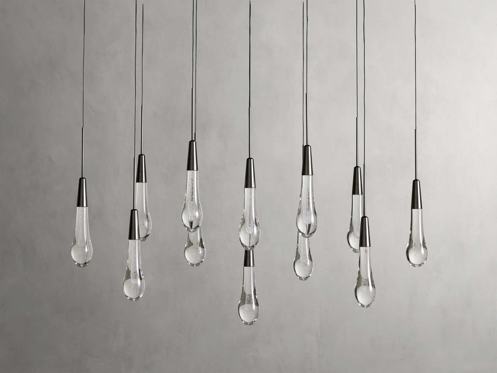 Black Glass Linear chandelier - Lumen Court for dining room view 40