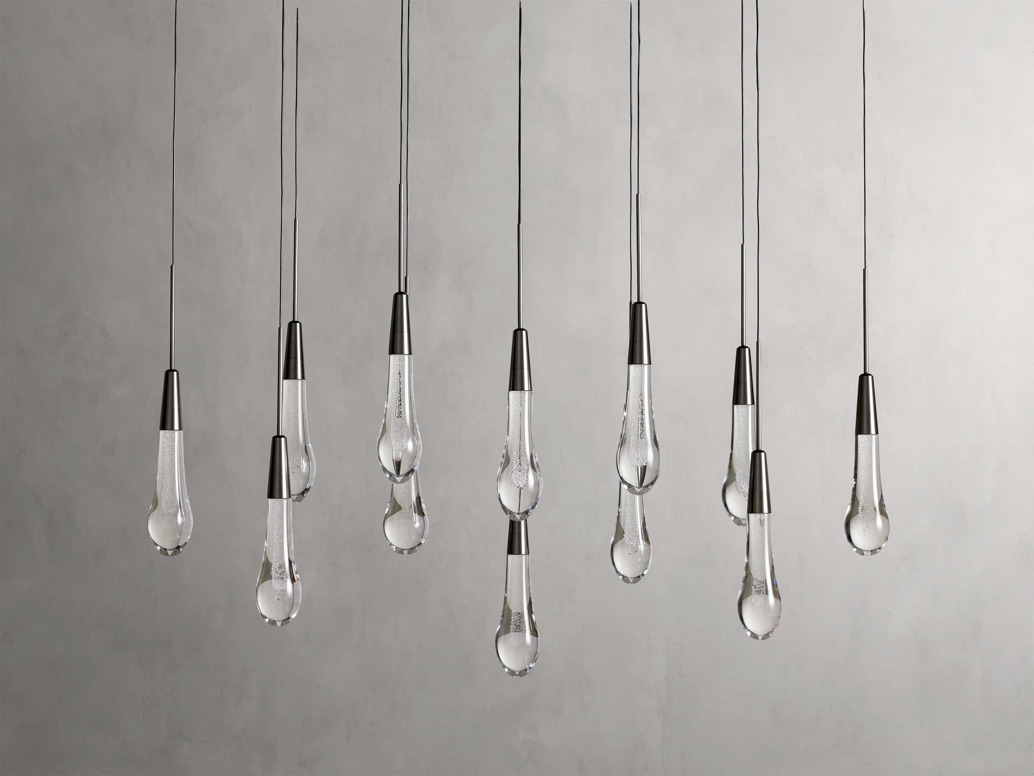 Black Glass Linear chandelier - Lumen Court for dining room view 40