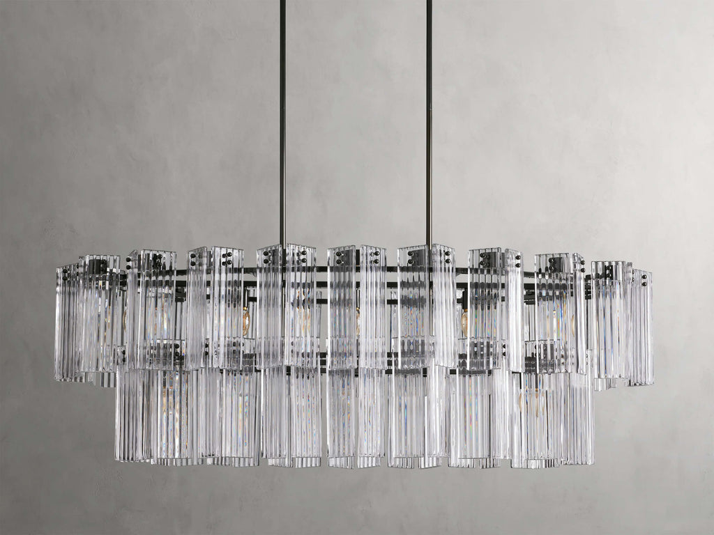 Black Glass Round chandelier - Isla Court for dining room view 9