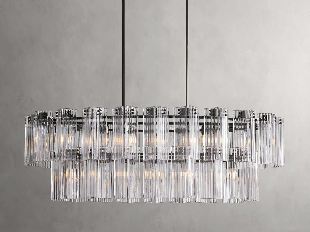 Black Glass Round chandelier - Isla Court for dining room view 12
