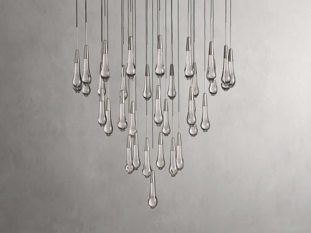 Black Glass Round chandelier - Eden Court for dining room view 34
