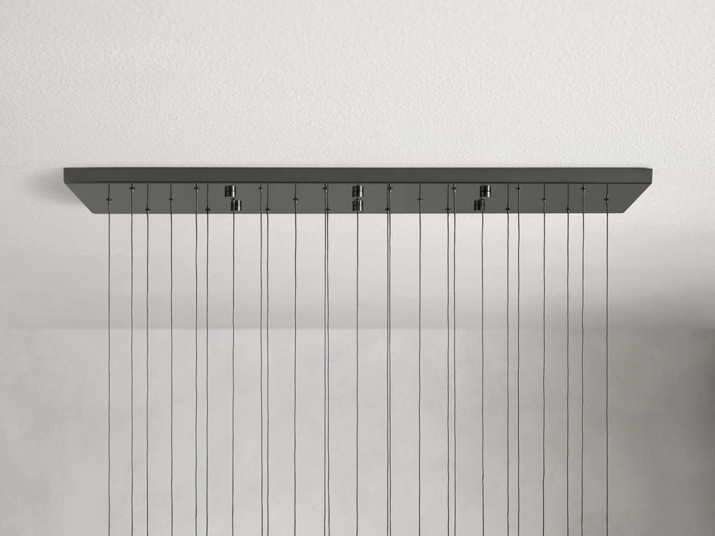Black Glass Linear chandelier - Lumen Court for dining room view 14