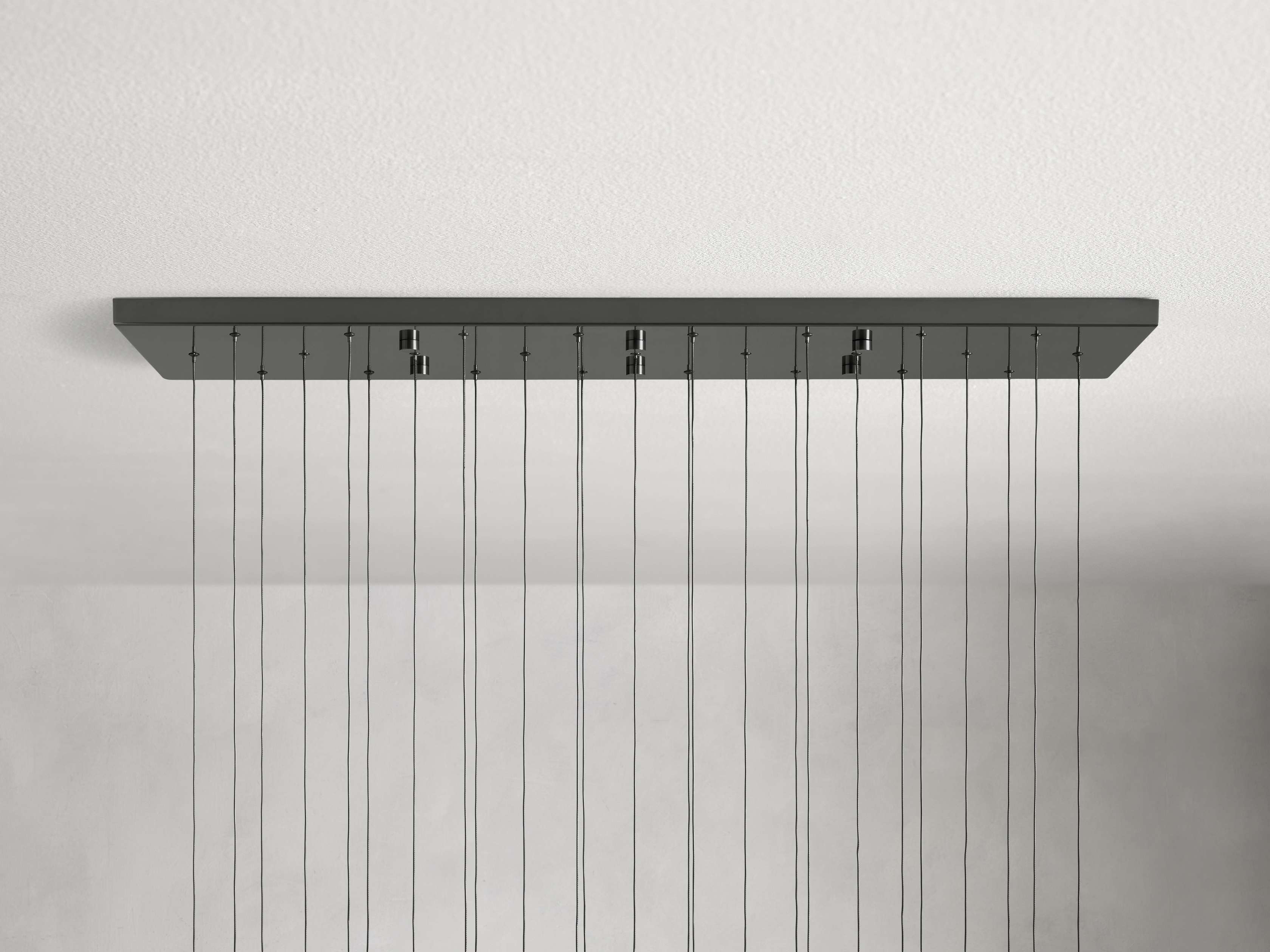 Black Glass Linear chandelier - Lumen Court for dining room view 14