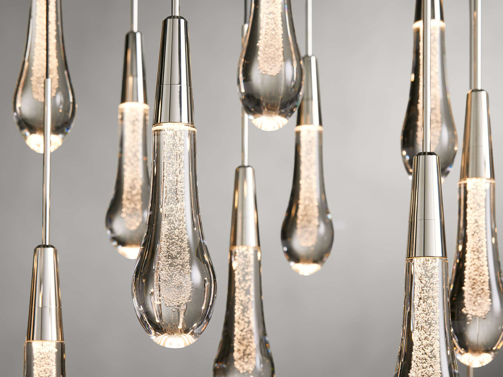 Black Glass Linear chandelier - Lumen Court for dining room view 13