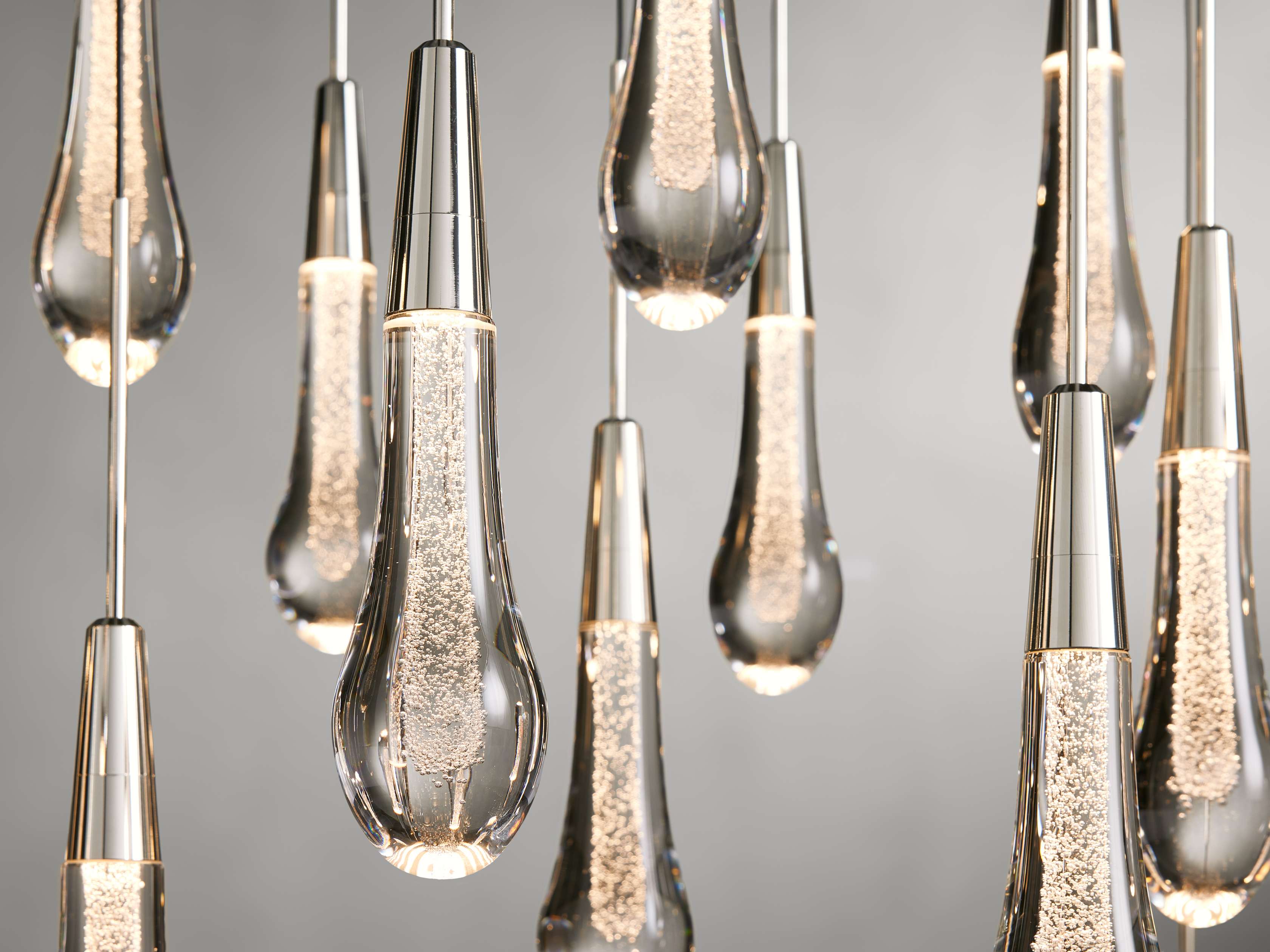 Black Glass Linear chandelier - Lumen Court for dining room view 13