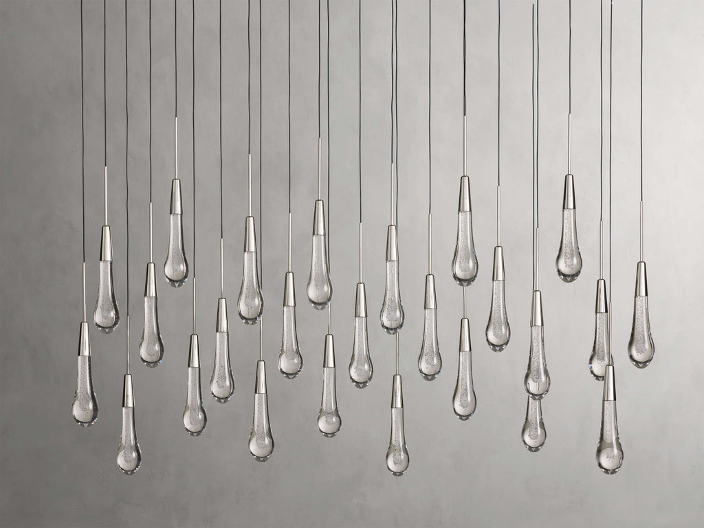 Black Glass Linear chandelier - Lumen Court for dining room view 11
