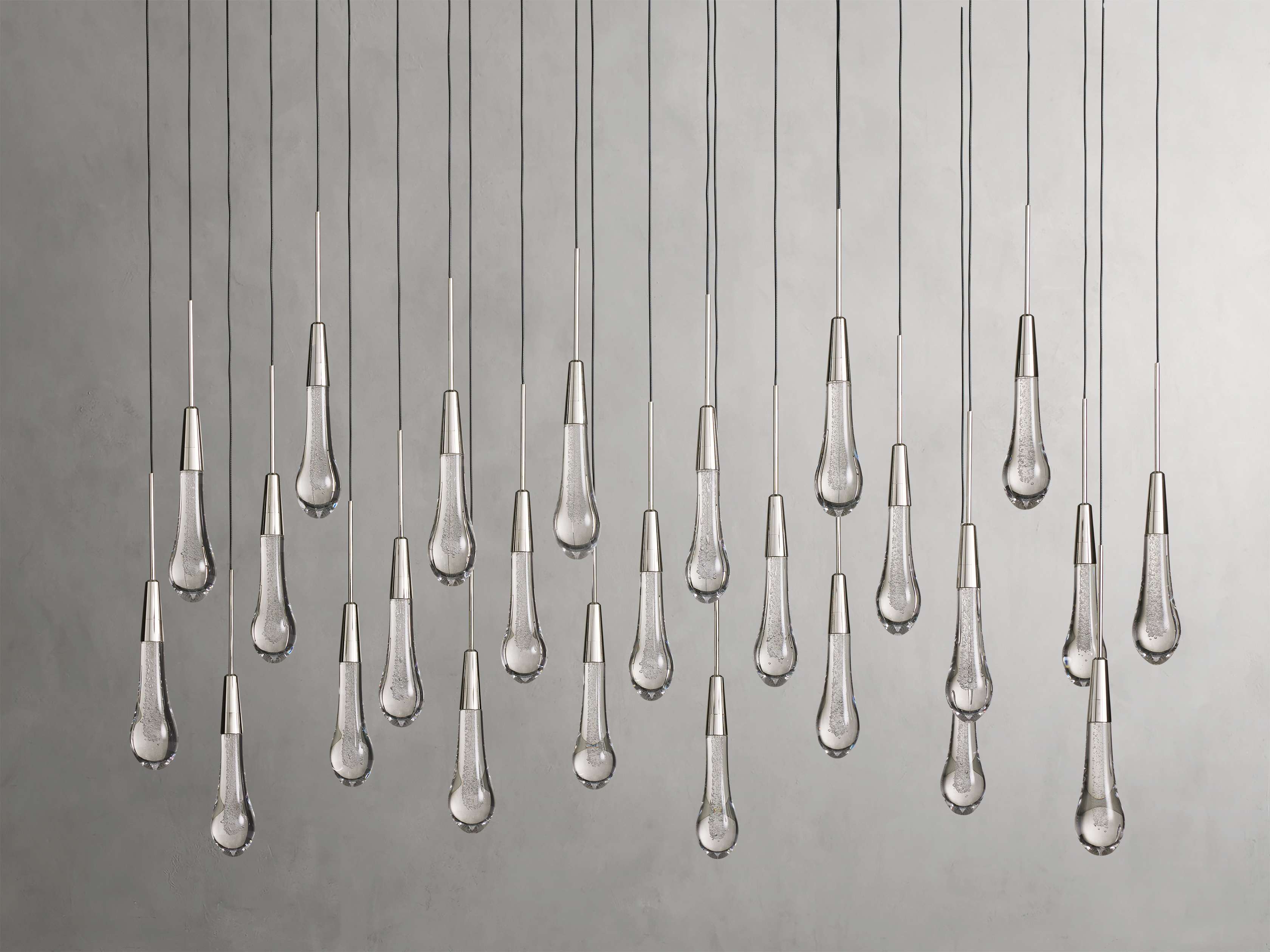 Black Glass Linear chandelier - Lumen Court for dining room view 11