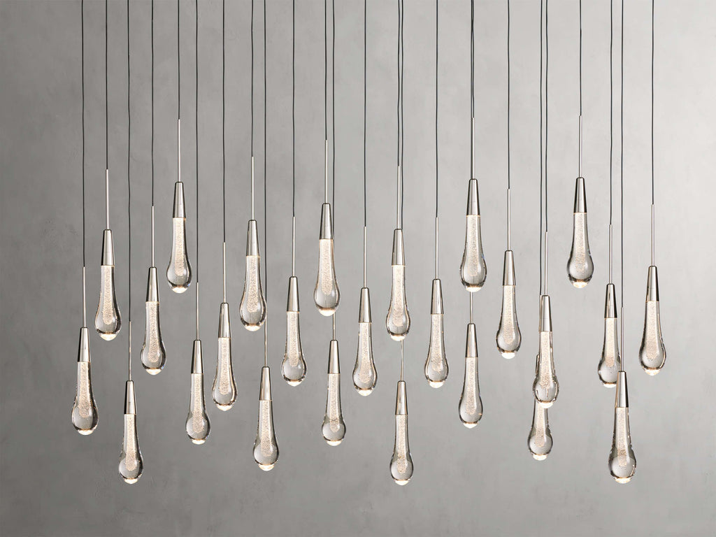 Black Glass Linear chandelier - Lumen Court for dining room view 23