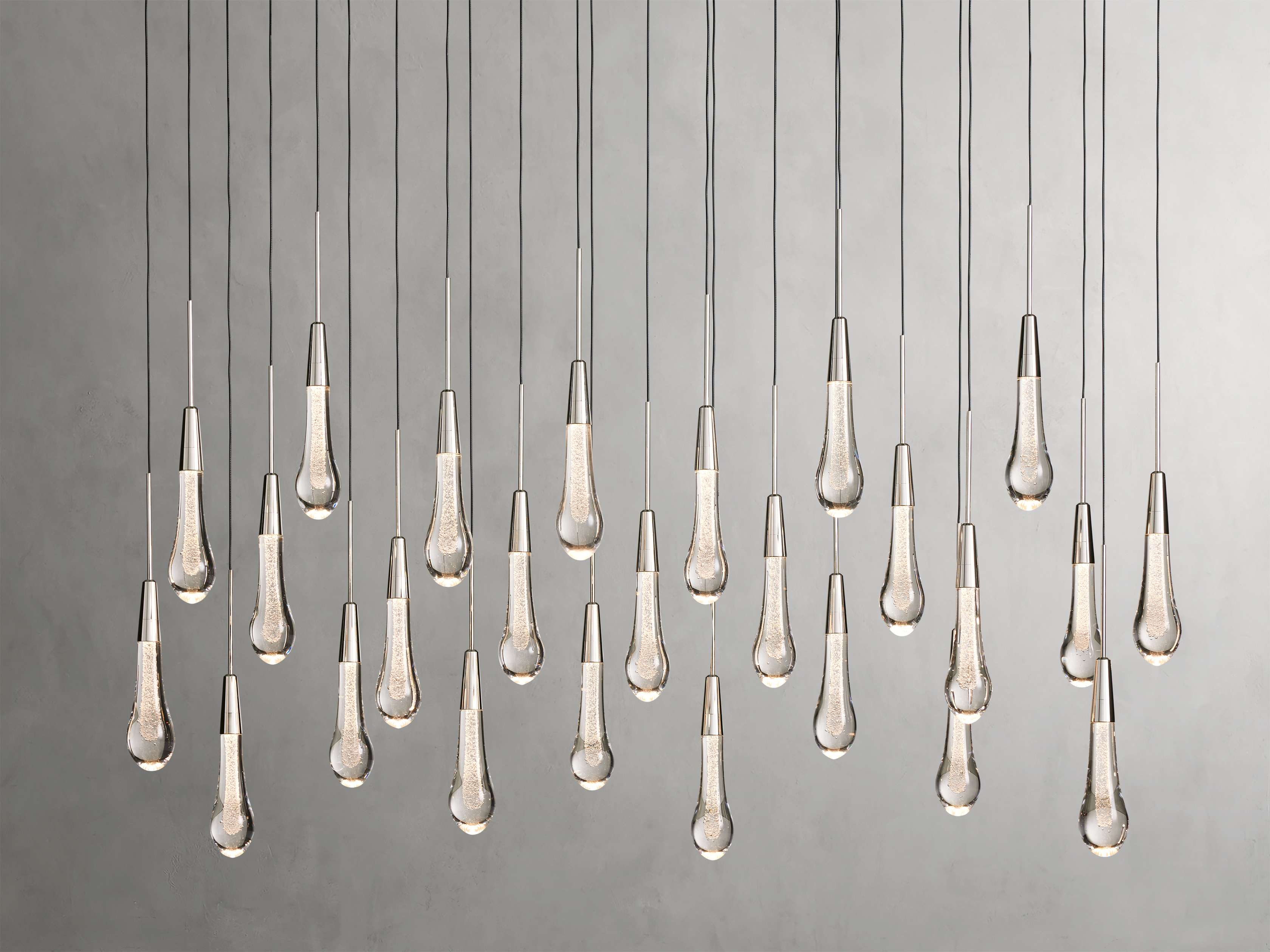 Black Glass Linear chandelier - Lumen Court for dining room view 23