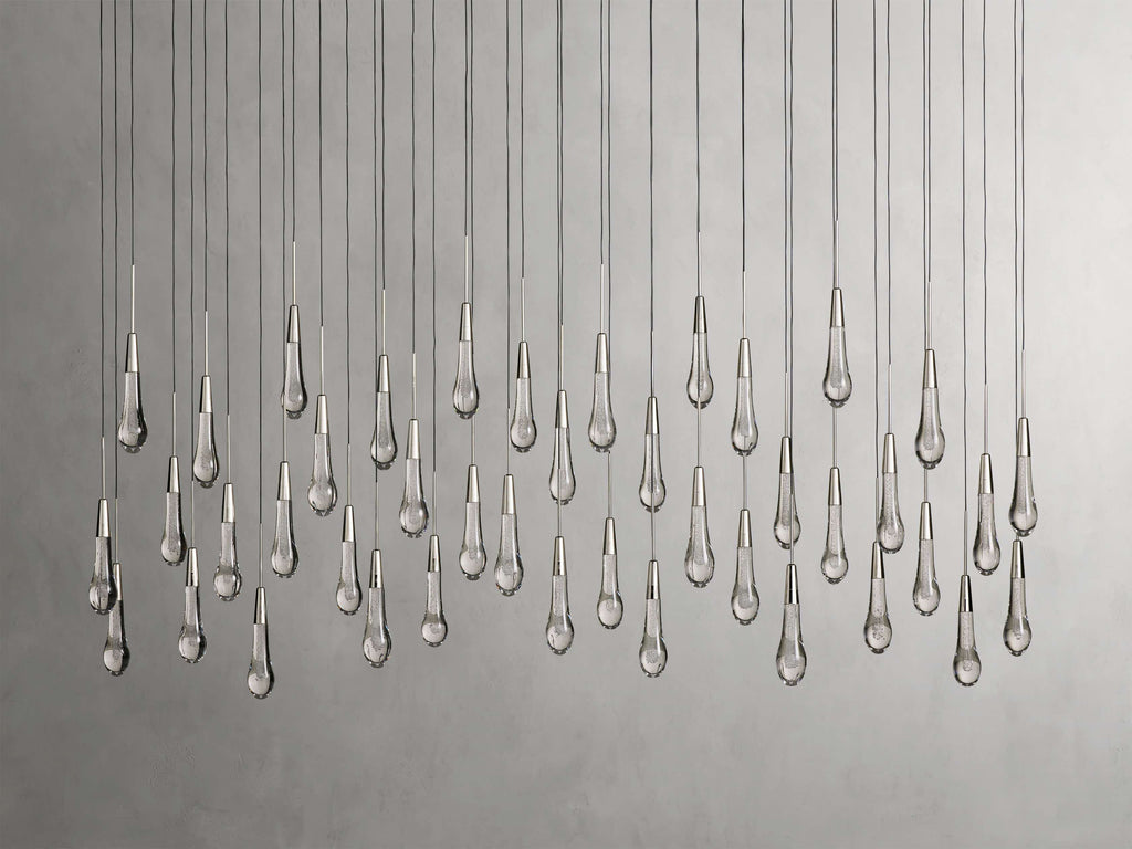 Black Glass Linear chandelier - Lumen Court for dining room view 8