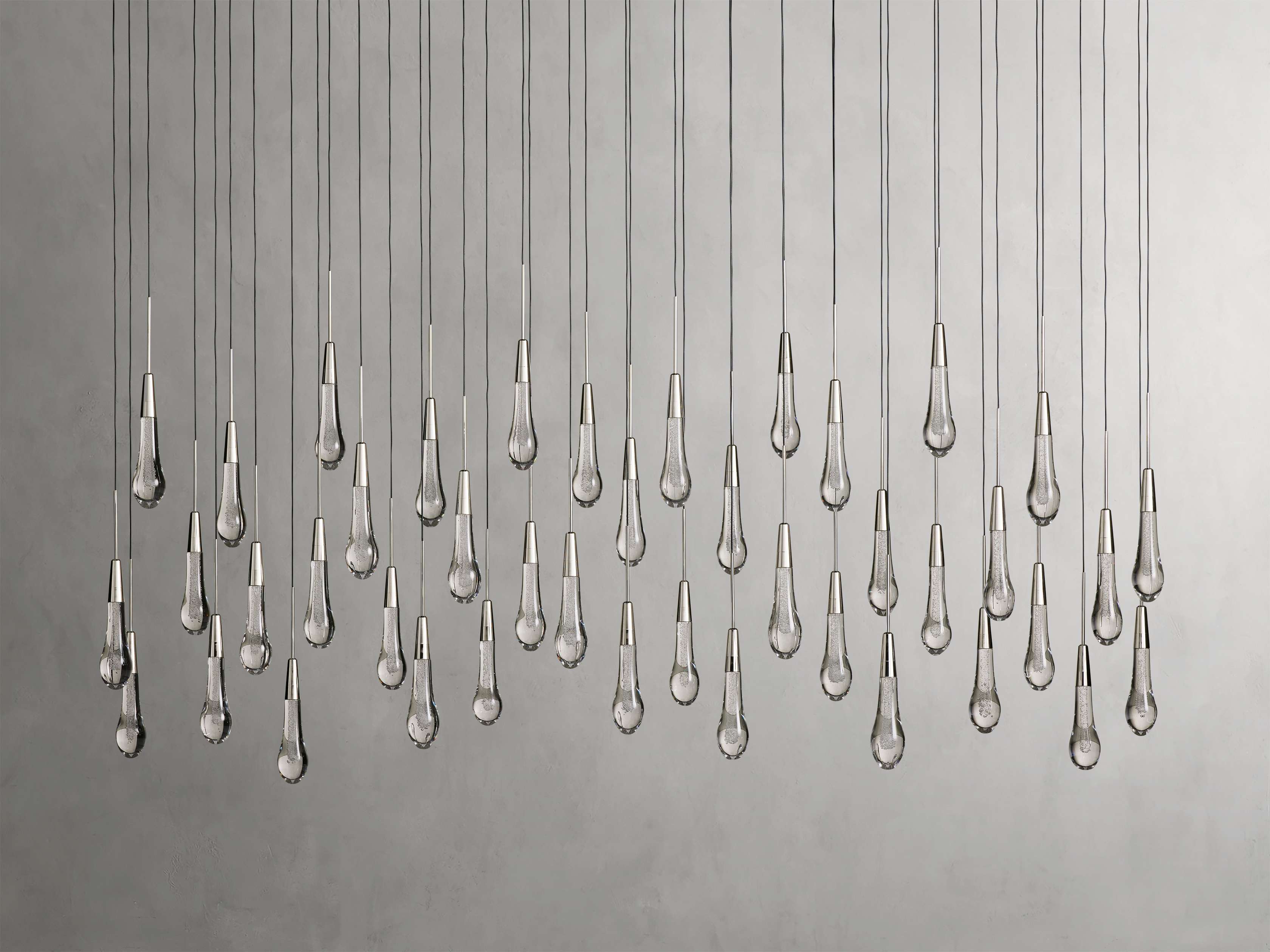 Black Glass Linear chandelier - Lumen Court for dining room view 8