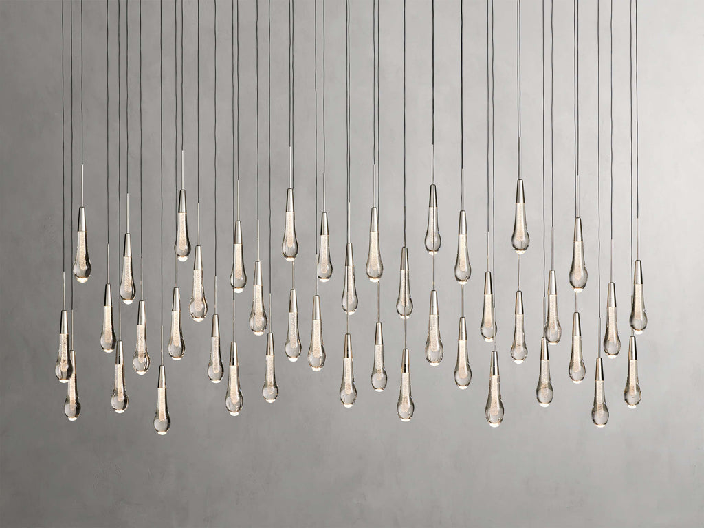 Black Glass Linear chandelier - Lumen Court for dining room view 12