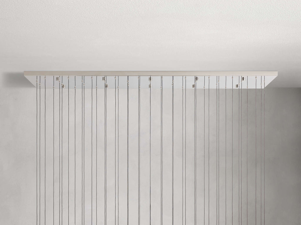Black Glass Linear chandelier - Lumen Court for dining room view 10