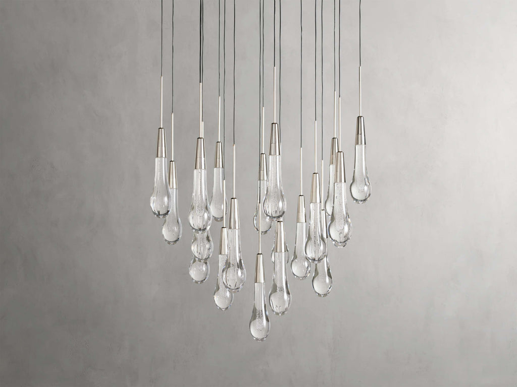 Black Glass Round chandelier - Eden Court for dining room view 30