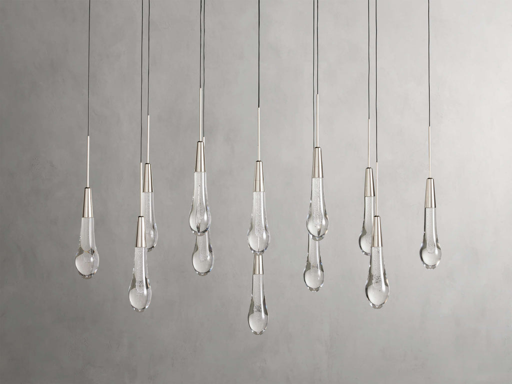 Black Glass Linear chandelier - Lumen Court for dining room view 5