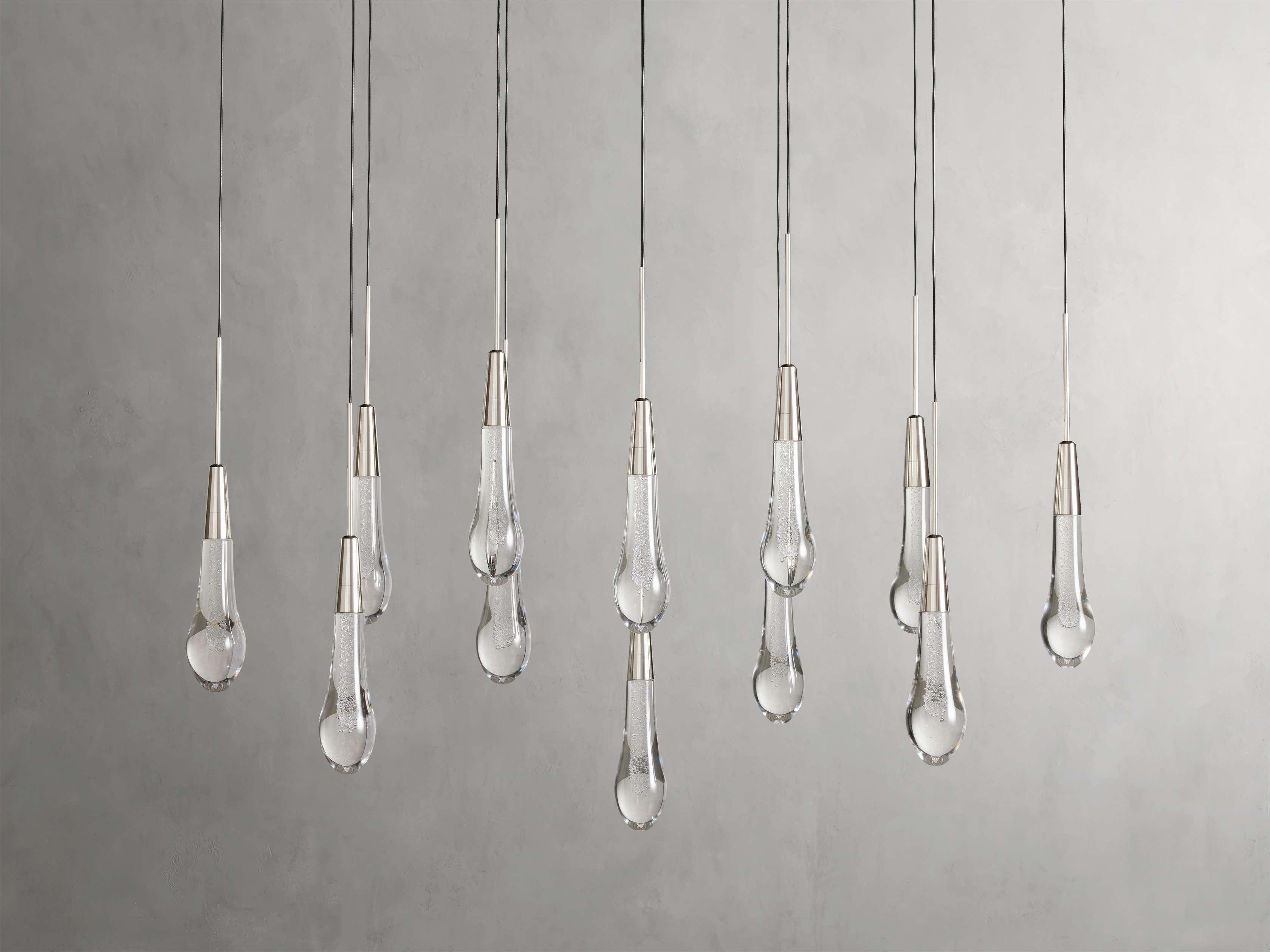 Black Glass Linear chandelier - Lumen Court for dining room view 5
