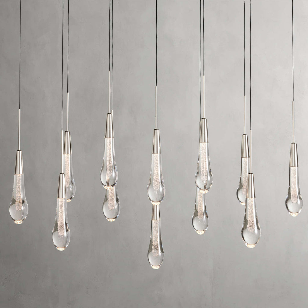 Black Glass Linear chandelier - Lumen Court for dining room view 1