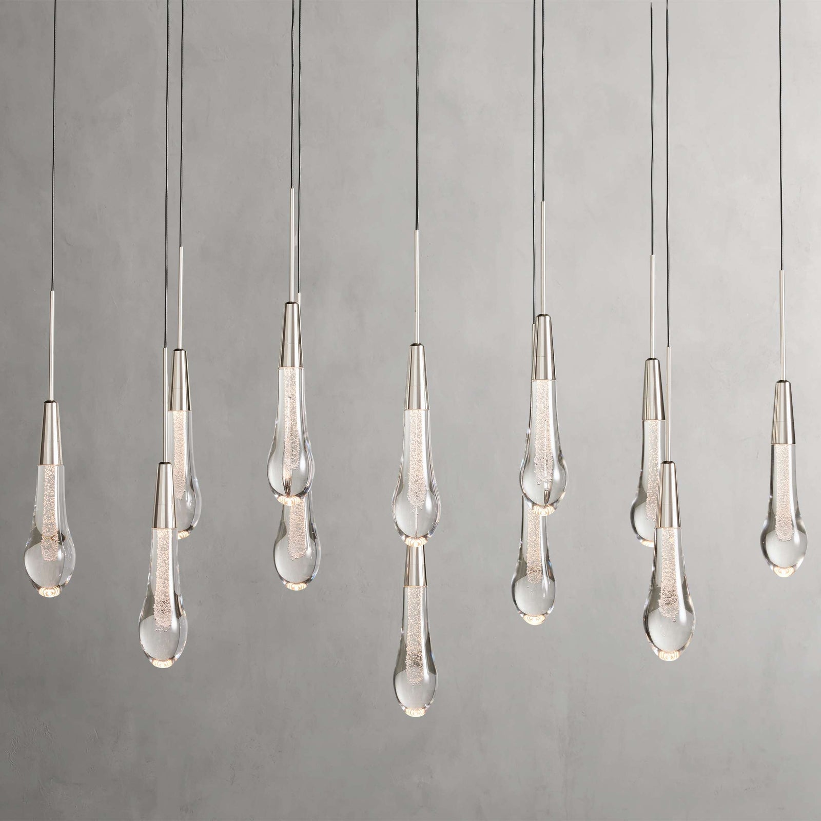 Black Glass Linear chandelier - Lumen Court for dining room view 1