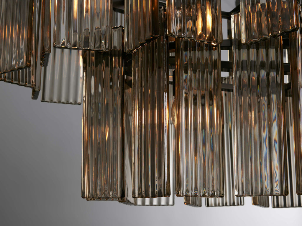 Black Glass Round chandelier - Isla Court for dining room view 21