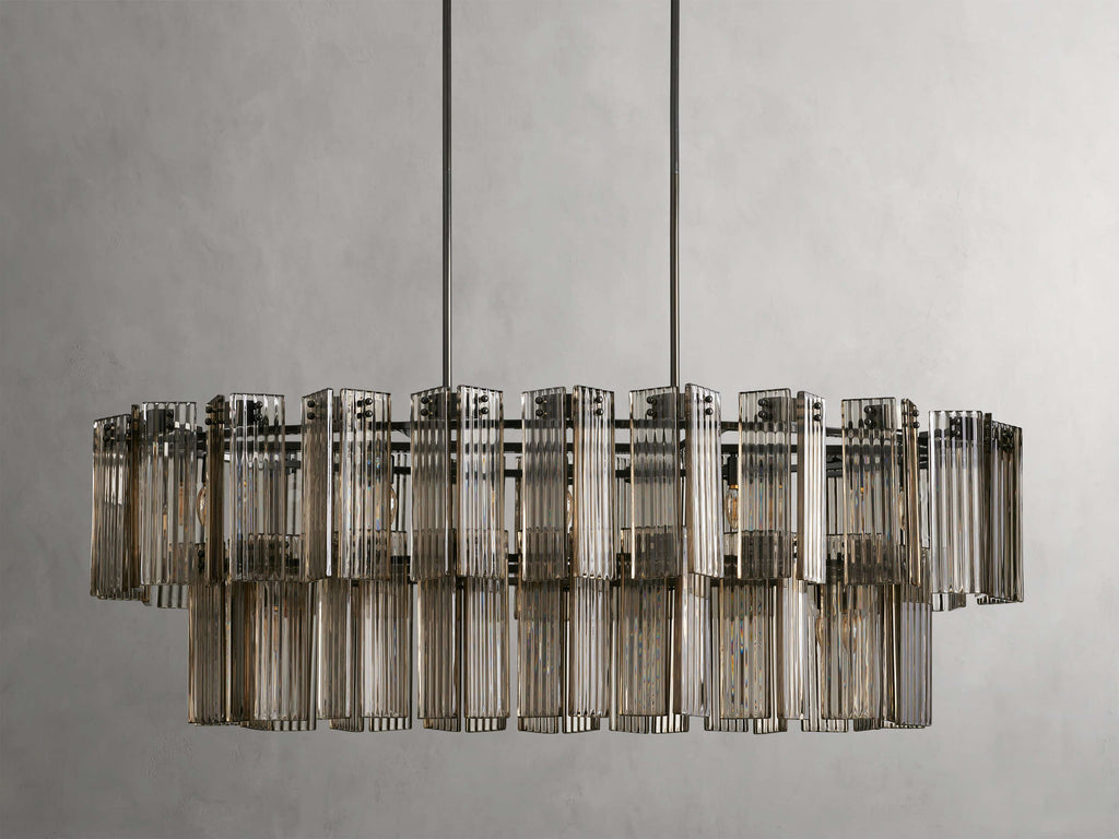 Black Glass Round chandelier - Isla Court for dining room view 20