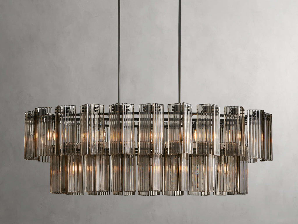 Black Glass Round chandelier - Isla Court for dining room view 45