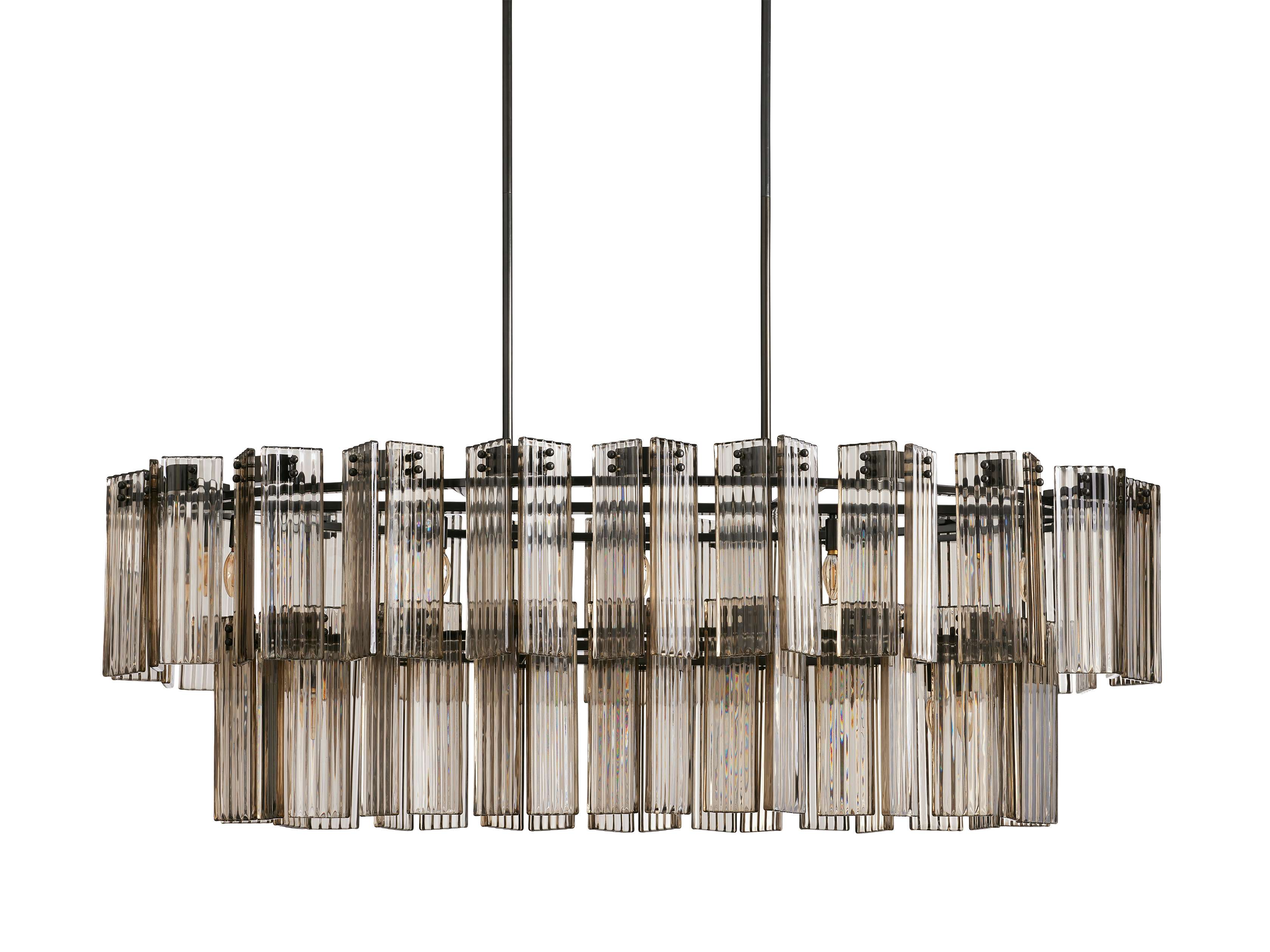 Black Glass Round chandelier - Isla Court for dining room view 24