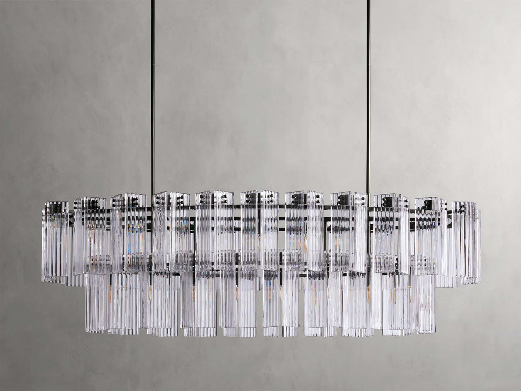 Black Glass Round chandelier - Isla Court for dining room view 13