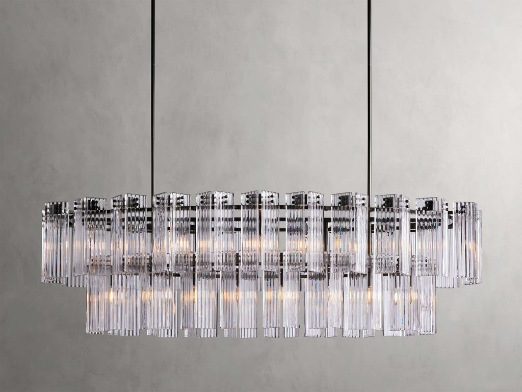 Black Glass Round chandelier - Isla Court for dining room view 23