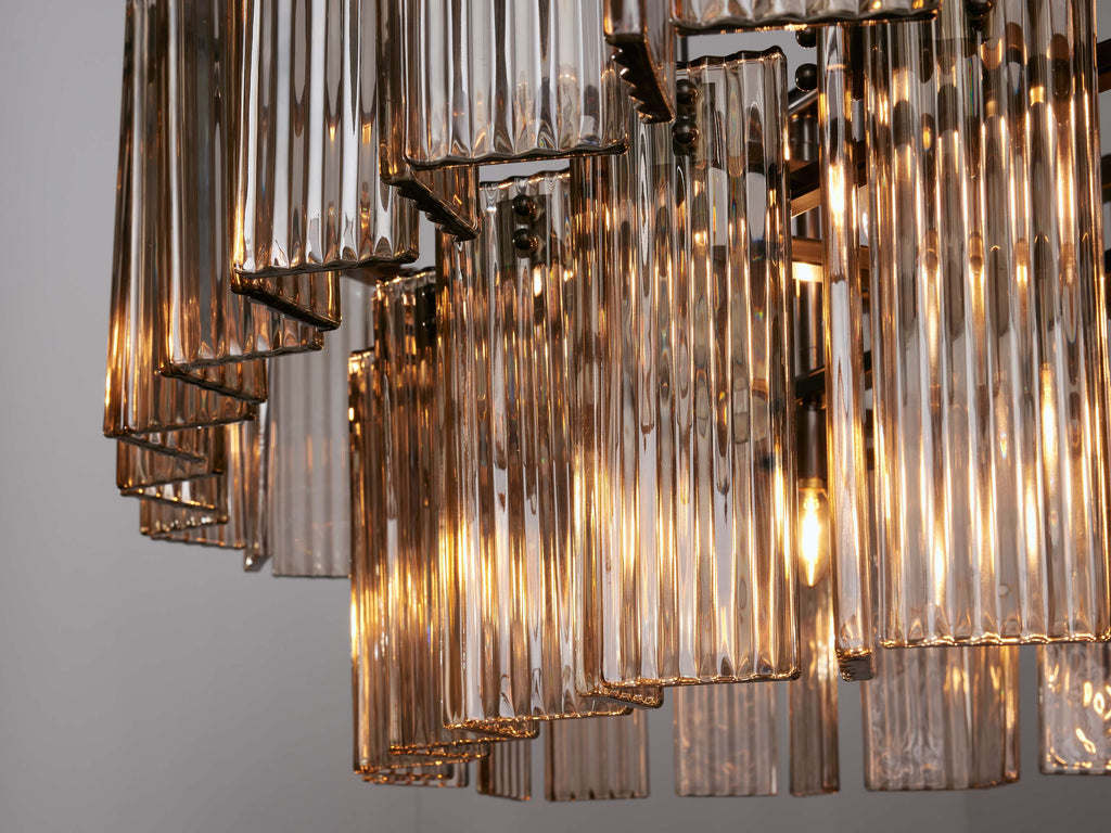 Black Glass Round chandelier - Isla Court for dining room view 26