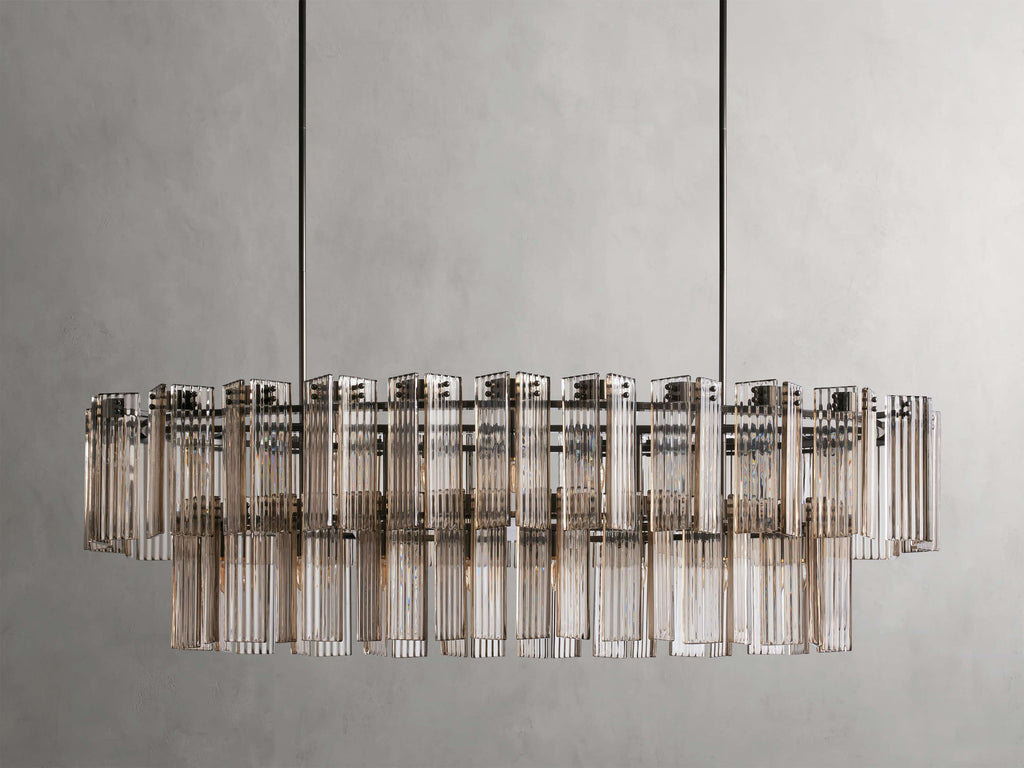 Black Glass Round chandelier - Isla Court for dining room view 25