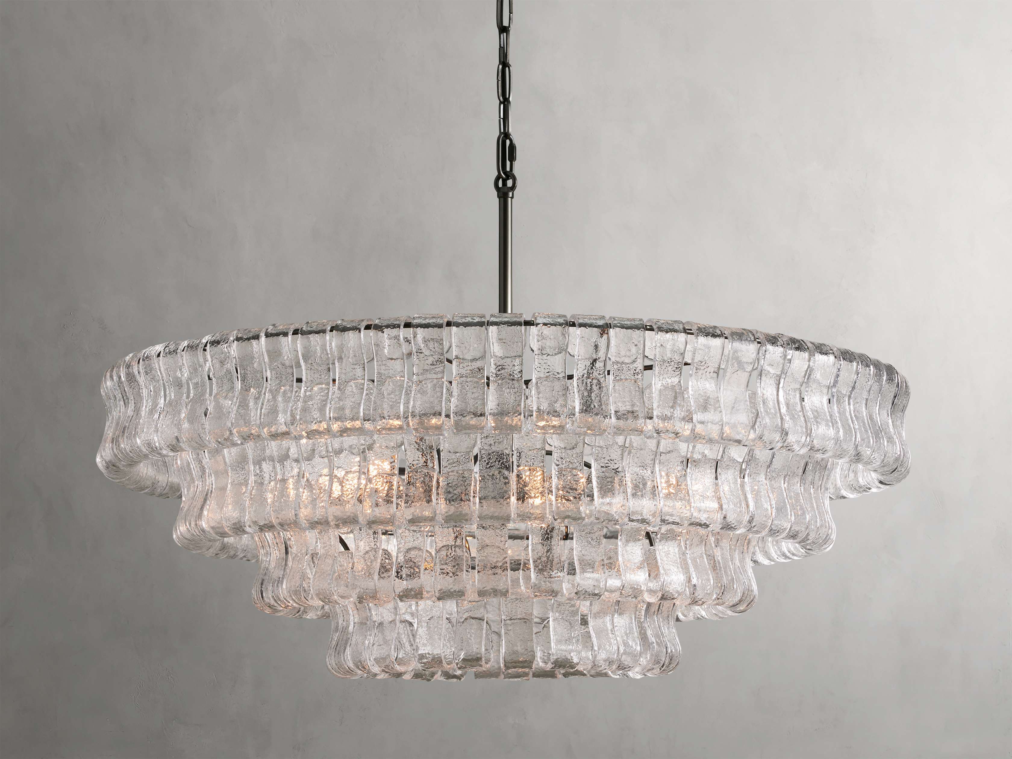 Black Glass Round chandelier - Kora Court for dining room view 30