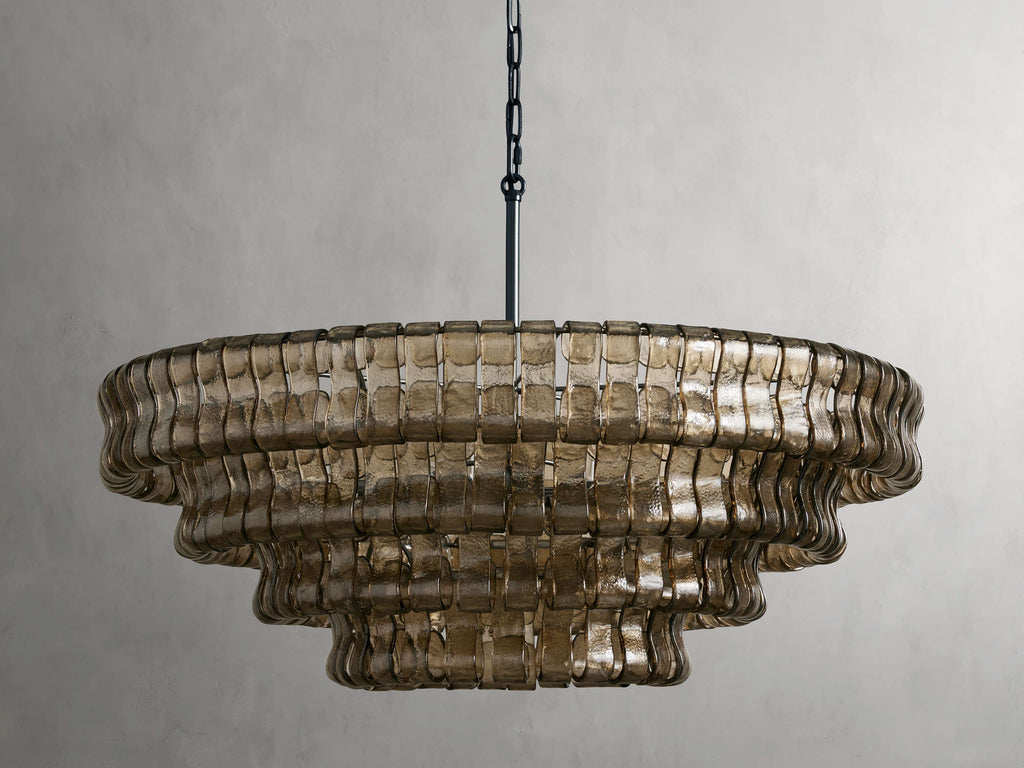 Black Glass Round chandelier - Kora Court for dining room view 15