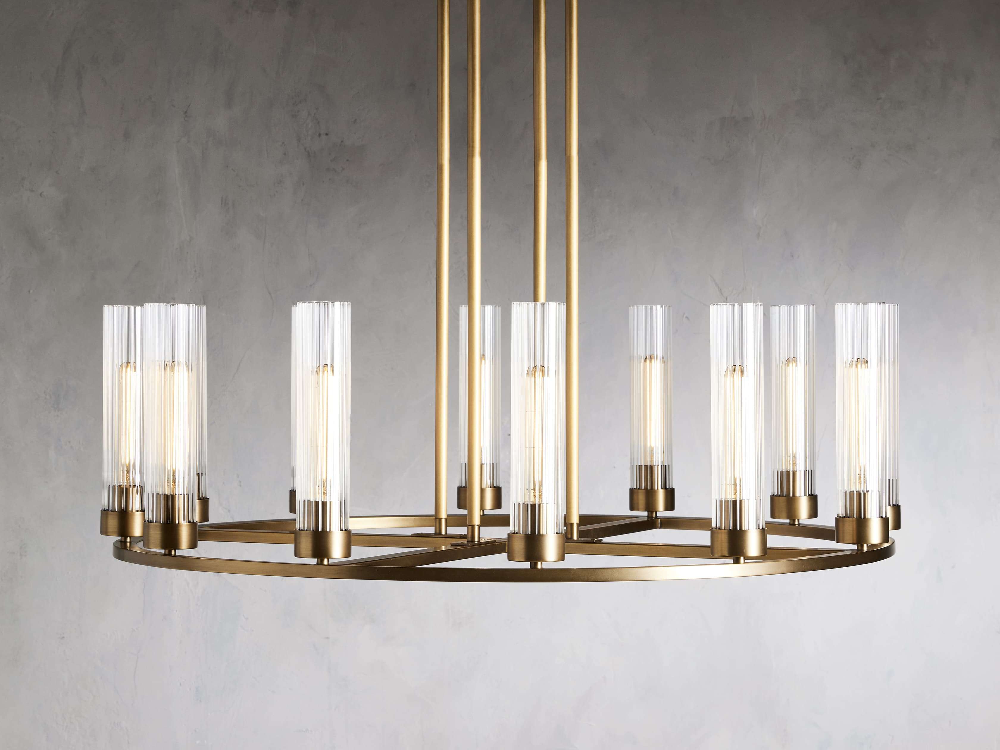 Polished Nickel Glass Round chandelier - Tessa Wisp for dining room view 12