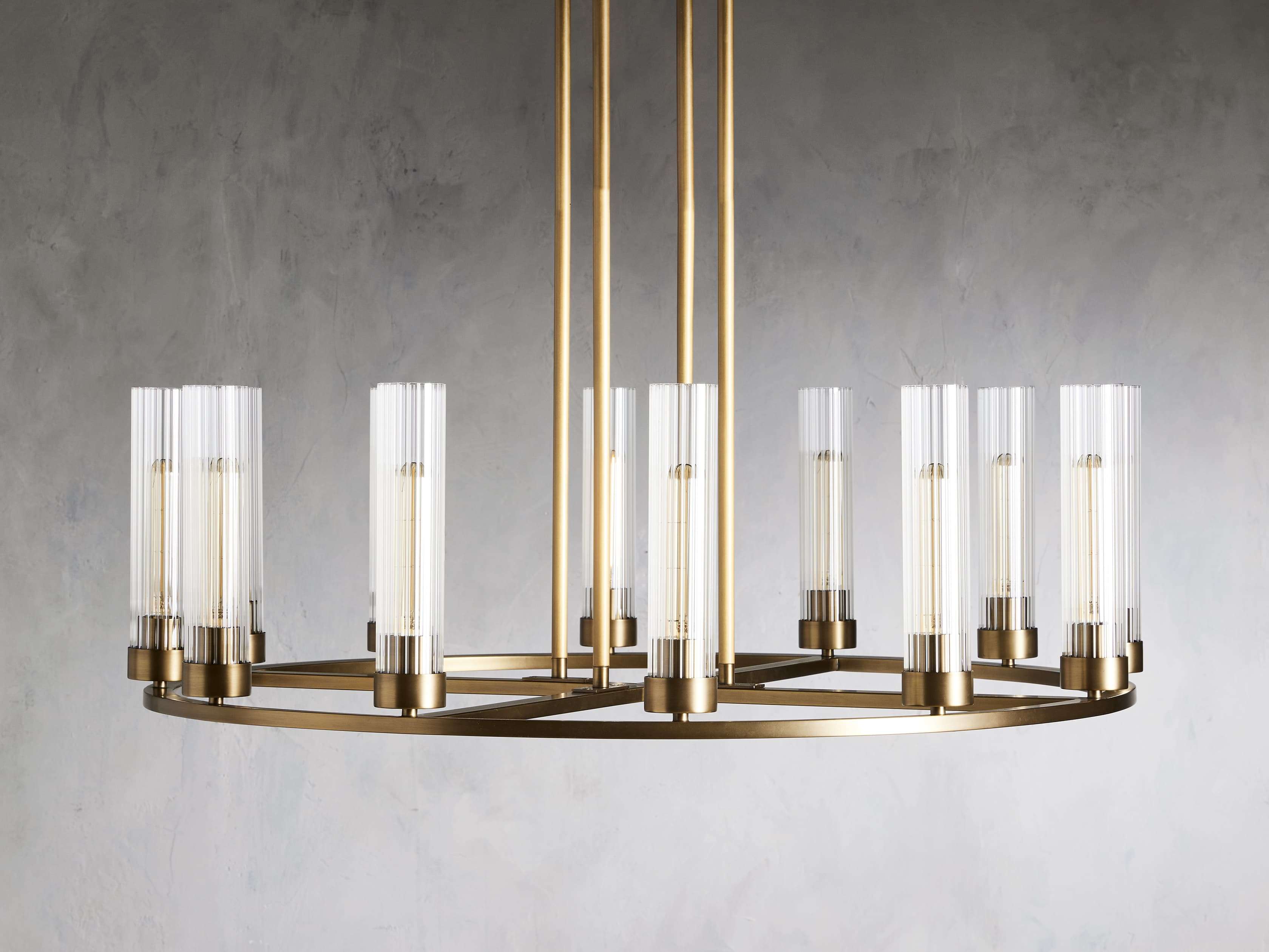 Polished Nickel Glass Round chandelier - Tessa Wisp for dining room view 5