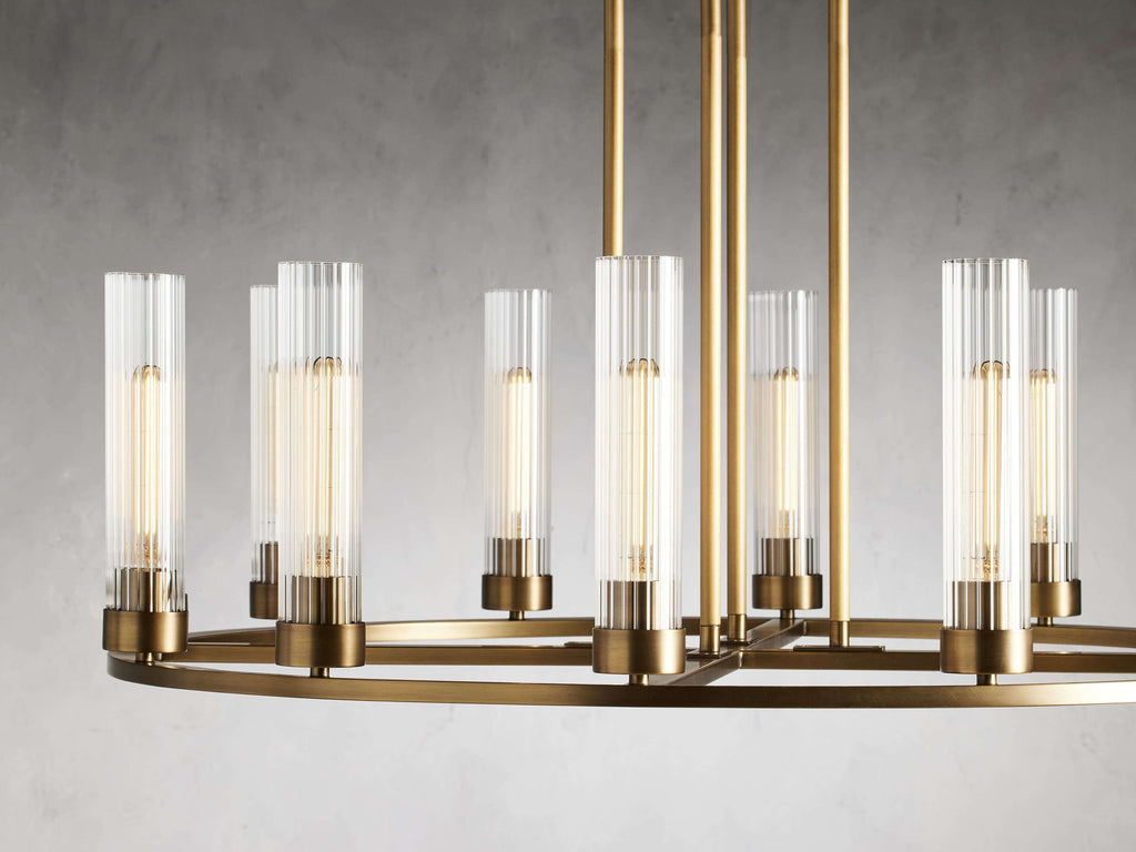 Polished Nickel Glass Round chandelier - Tessa Wisp for dining room view 6