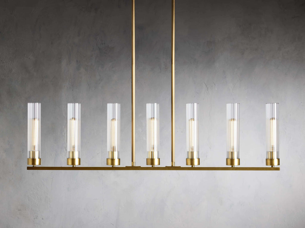 Black Glass Linear chandelier - Kaia Court for dining room view 17