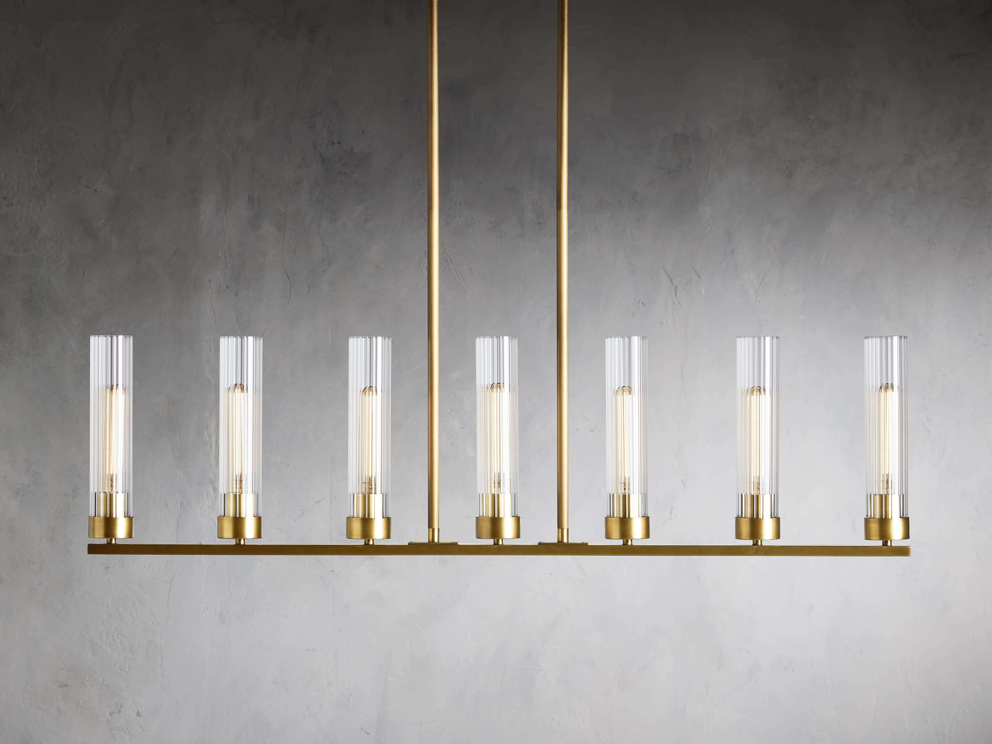 Black Glass Linear chandelier - Kaia Court for dining room view 17