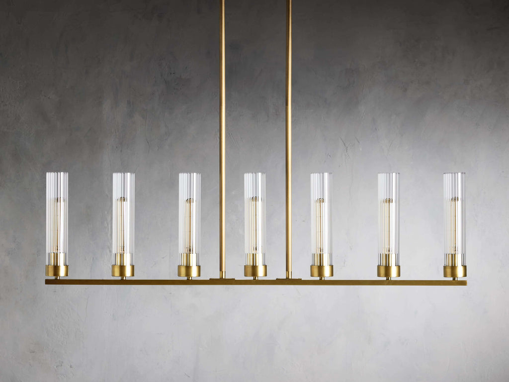 Black Glass Linear chandelier - Kaia Court for dining room view 18