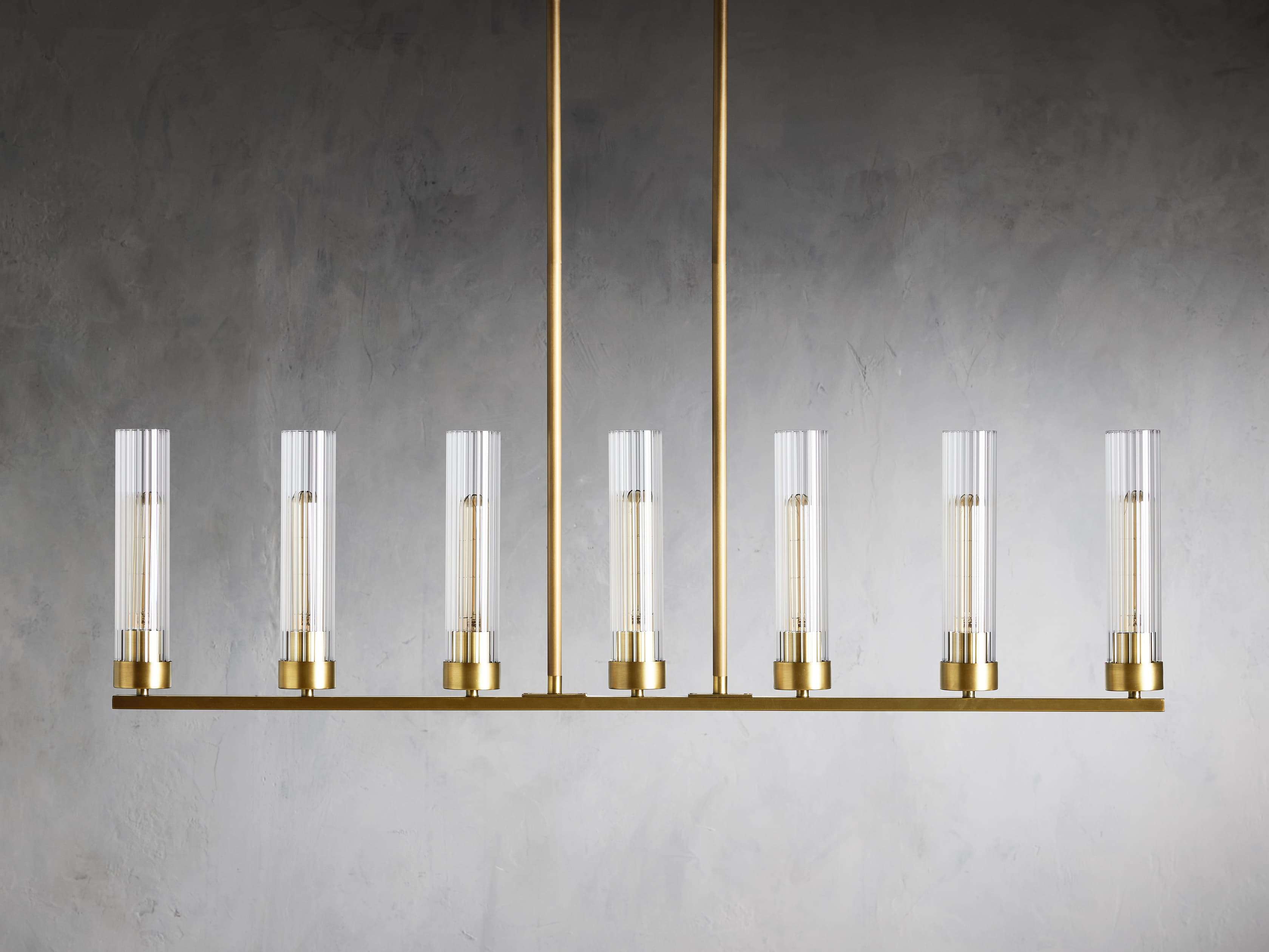 Black Glass Linear chandelier - Kaia Court for dining room view 18