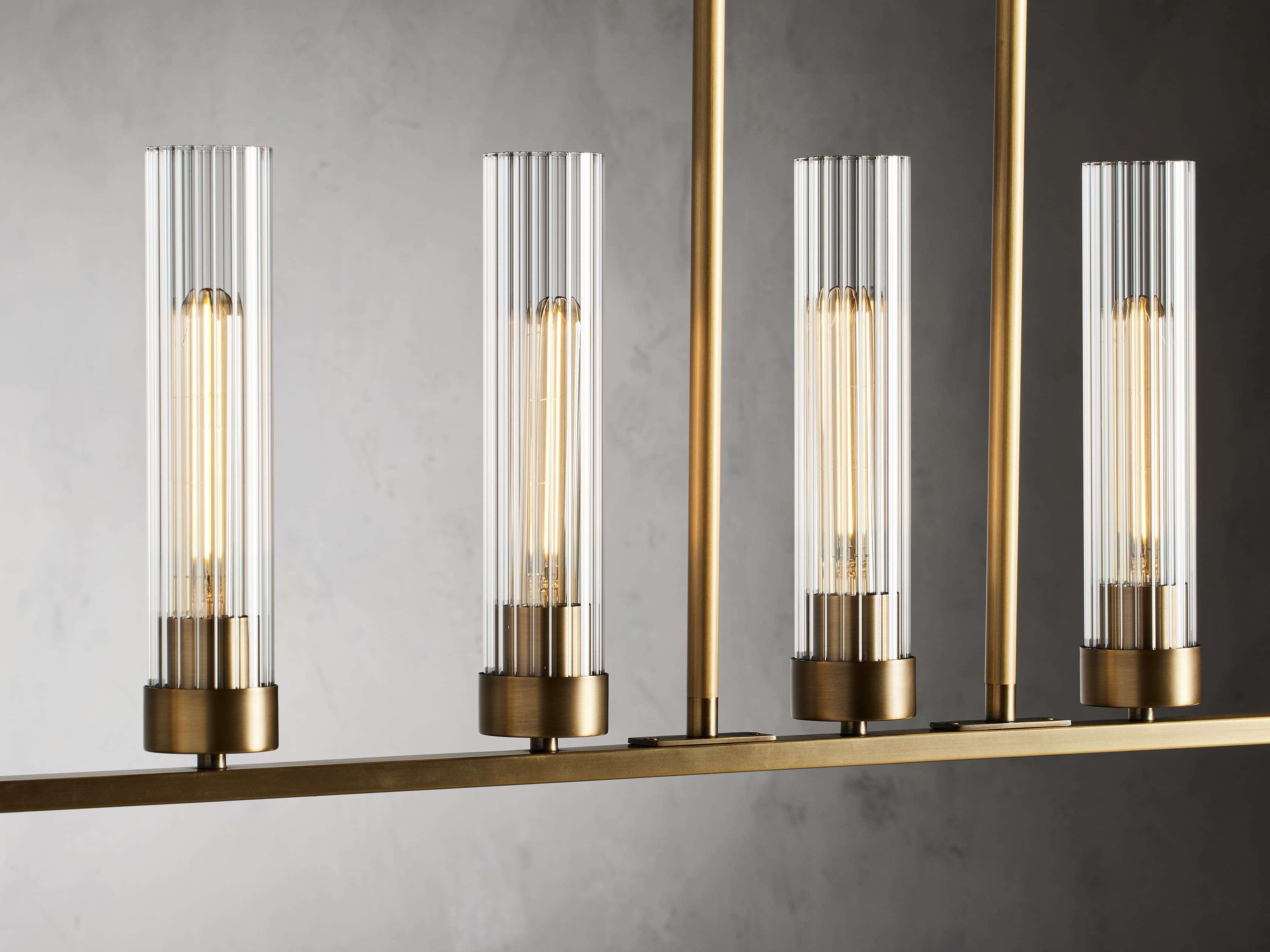Black Glass Linear chandelier - Kaia Court for dining room view 19