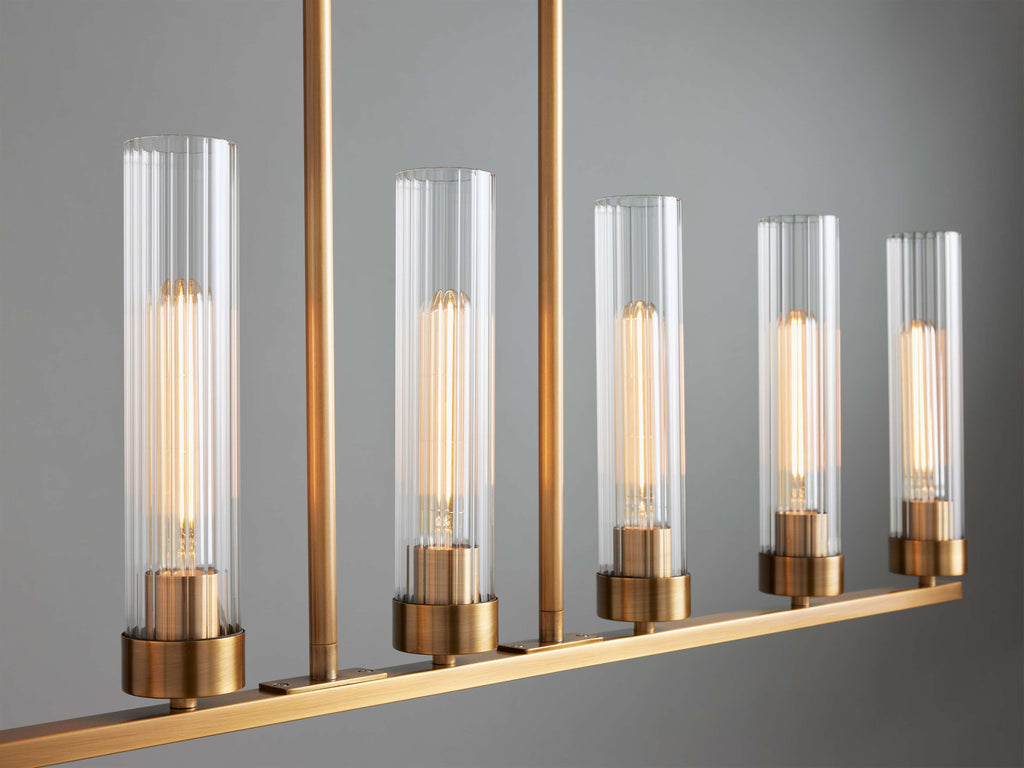 Black Glass Linear chandelier - Kaia Court for dining room view 22
