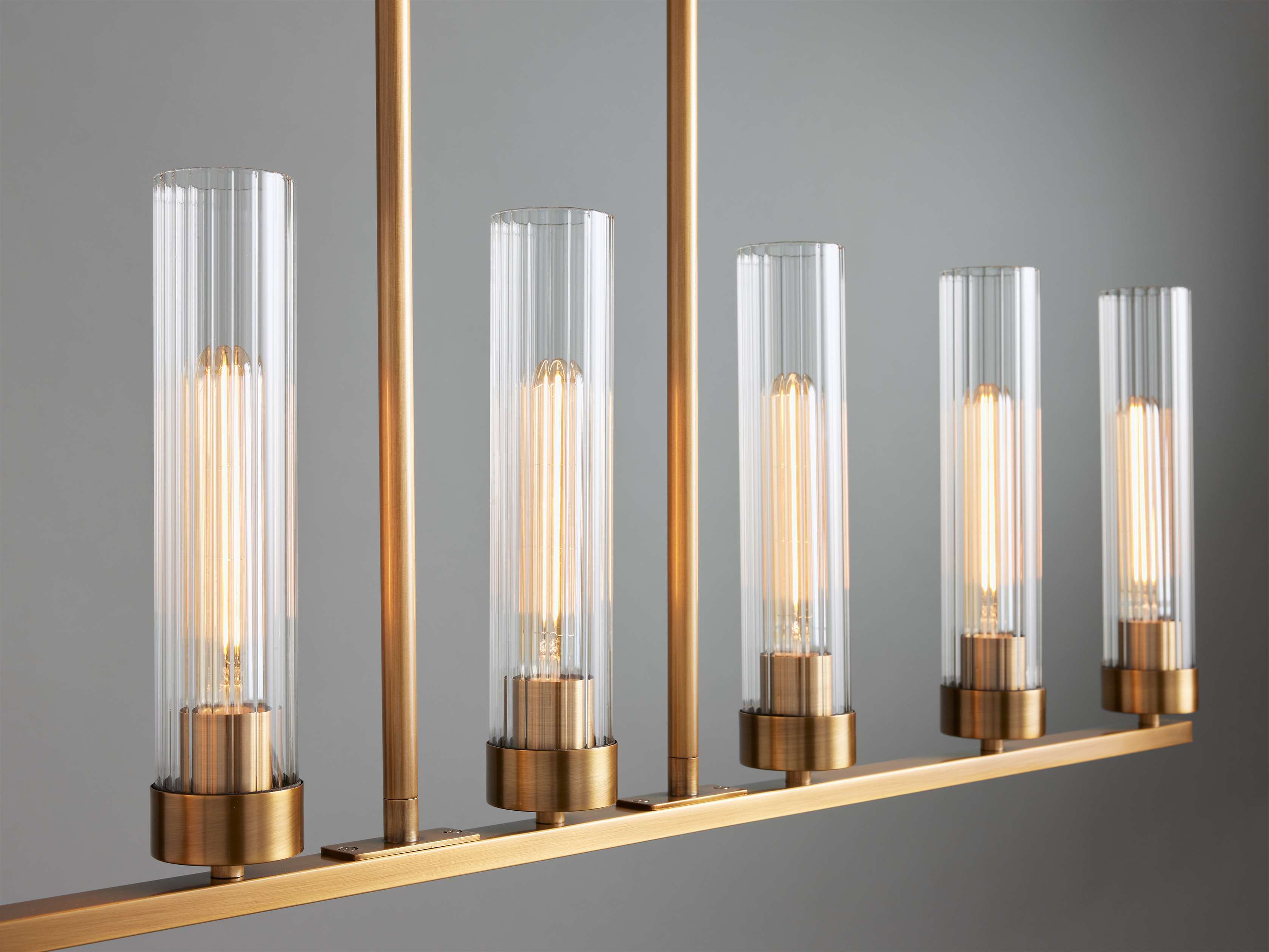 Black Glass Linear chandelier - Kaia Court for dining room view 22