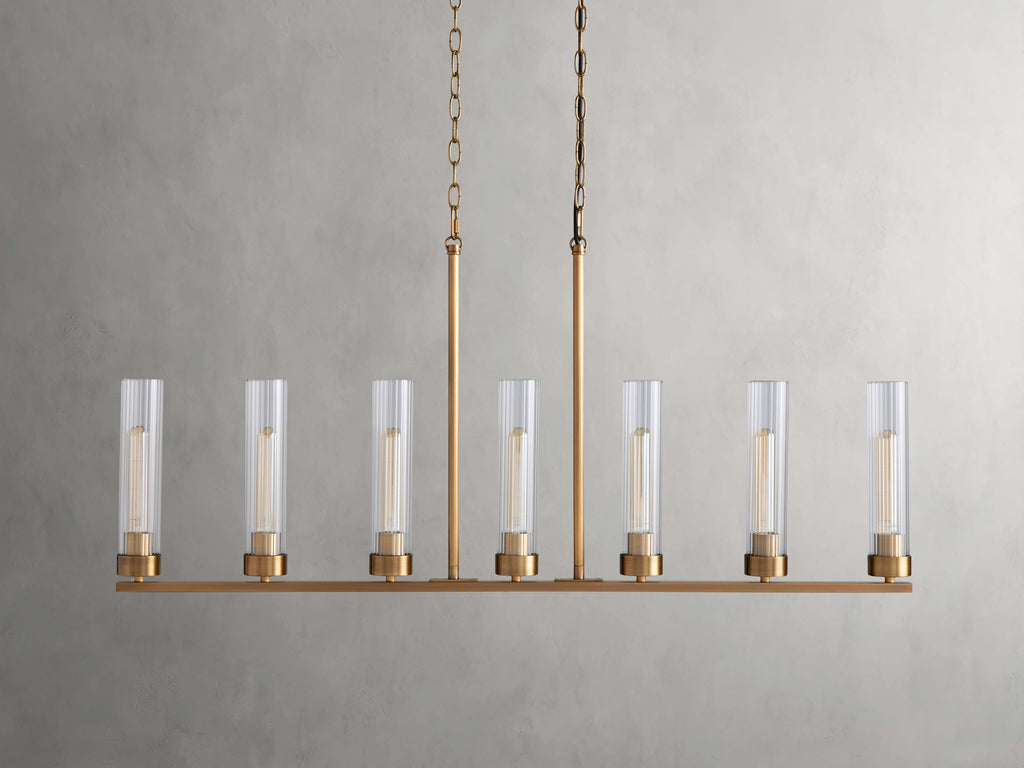 Black Glass Linear chandelier - Kaia Court for dining room view 24