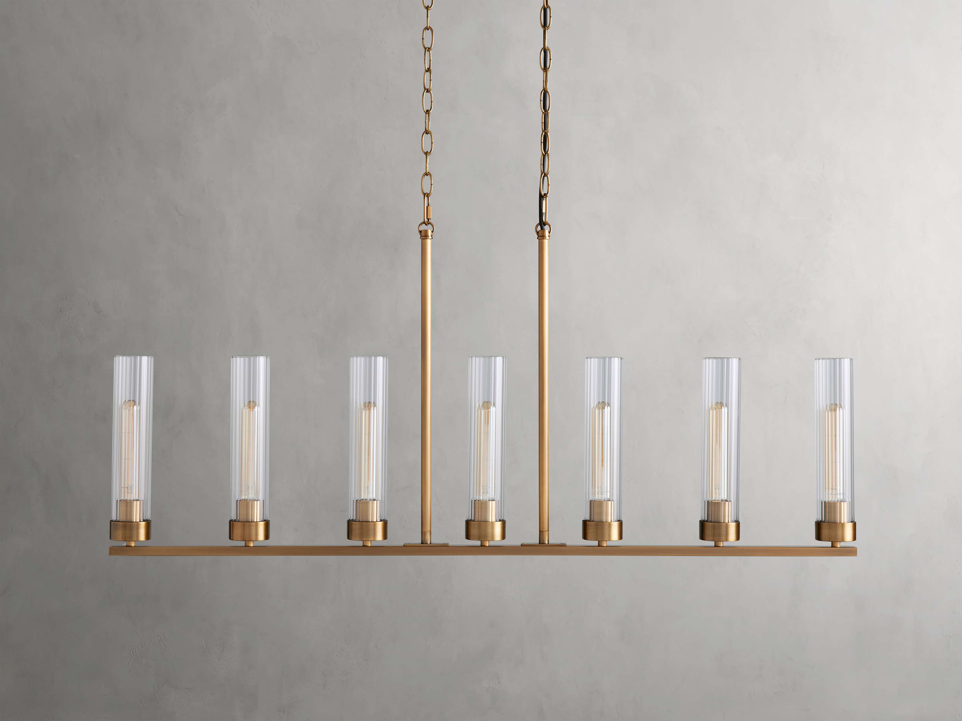Black Glass Linear chandelier - Kaia Court for dining room view 24