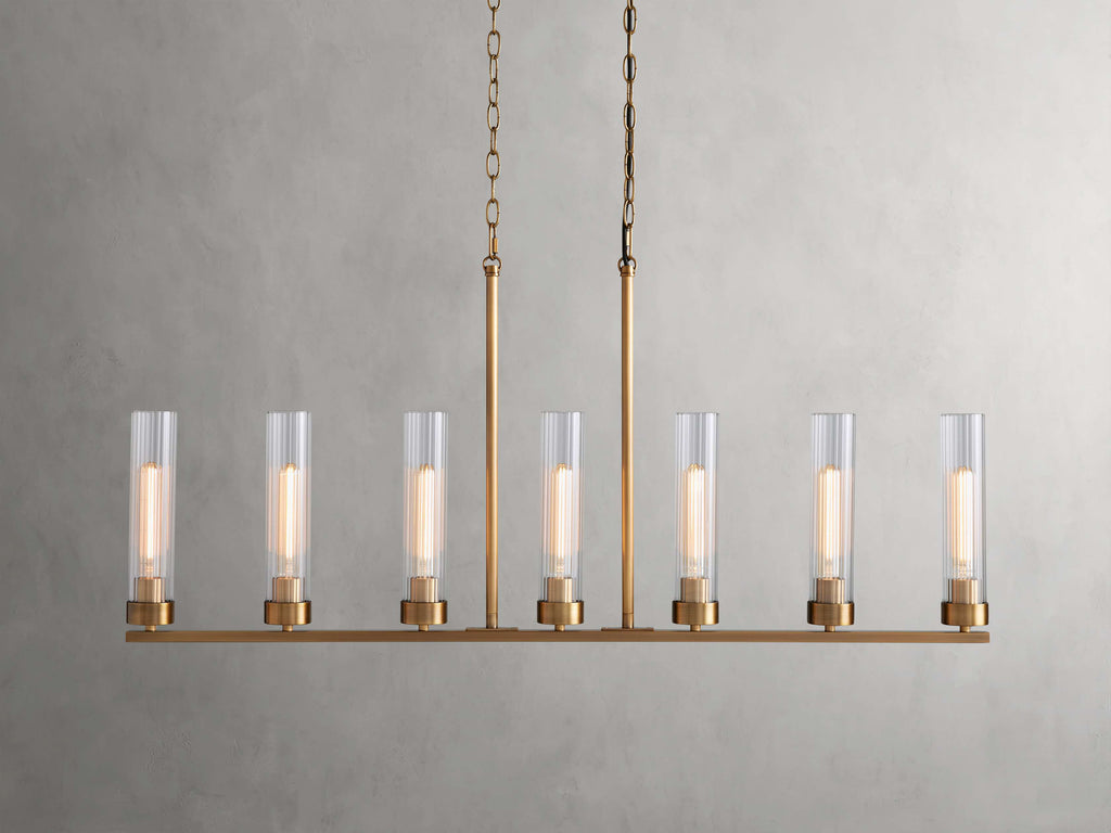 Black Glass Linear chandelier - Kaia Court for dining room view 45