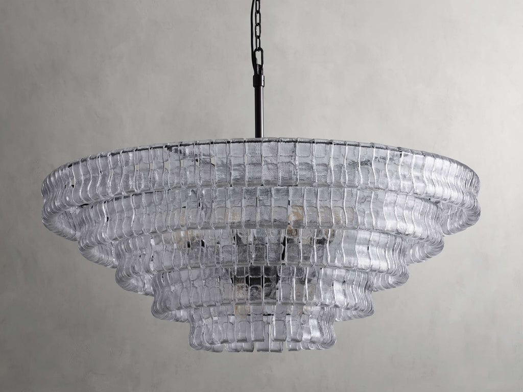 Black Glass Round chandelier - Kora Court for dining room view 24